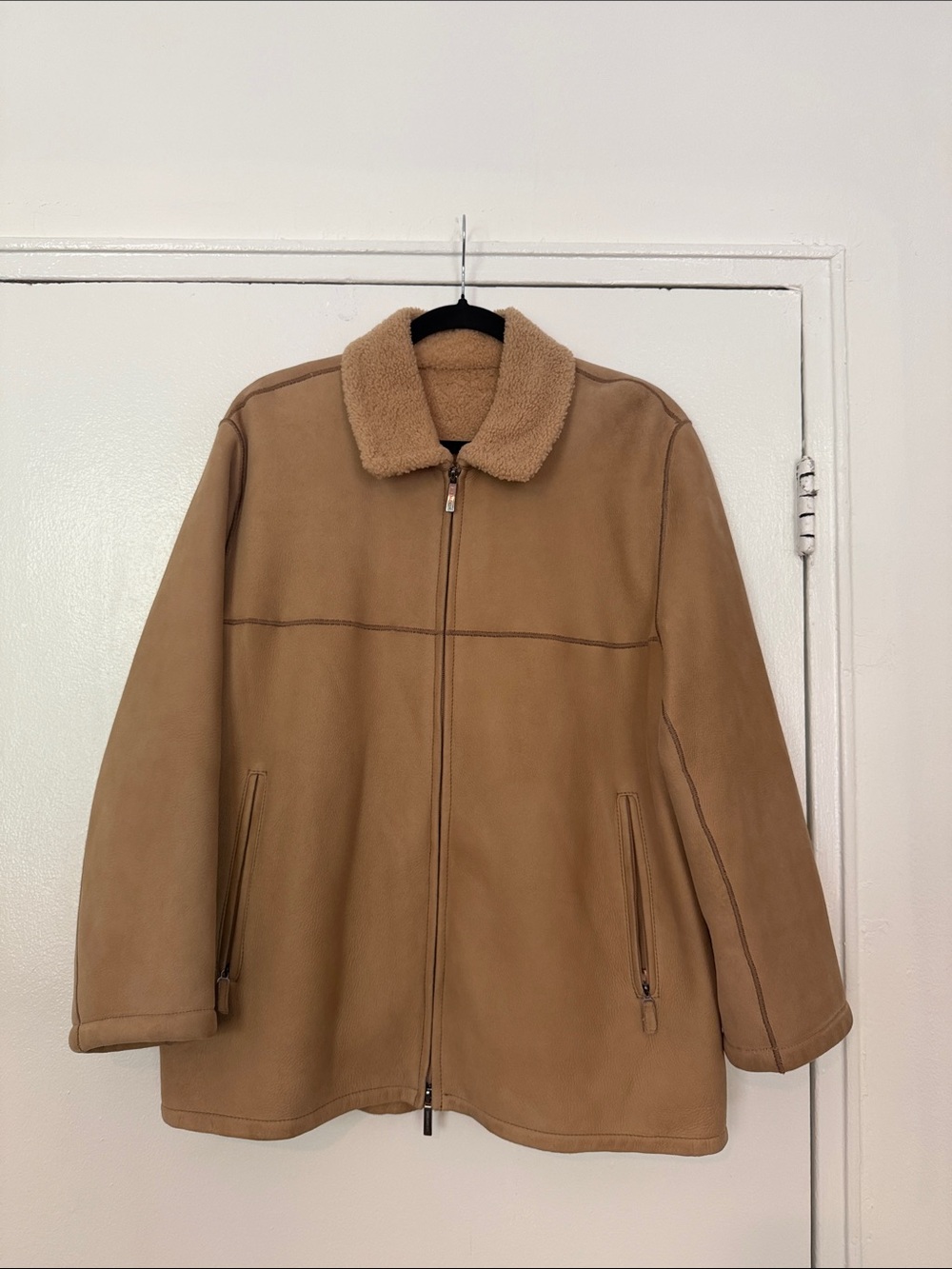 Burberry Camel Shearling Zip Jacket